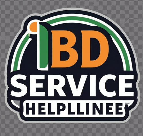 a logo for bd service helplines with a rainbow