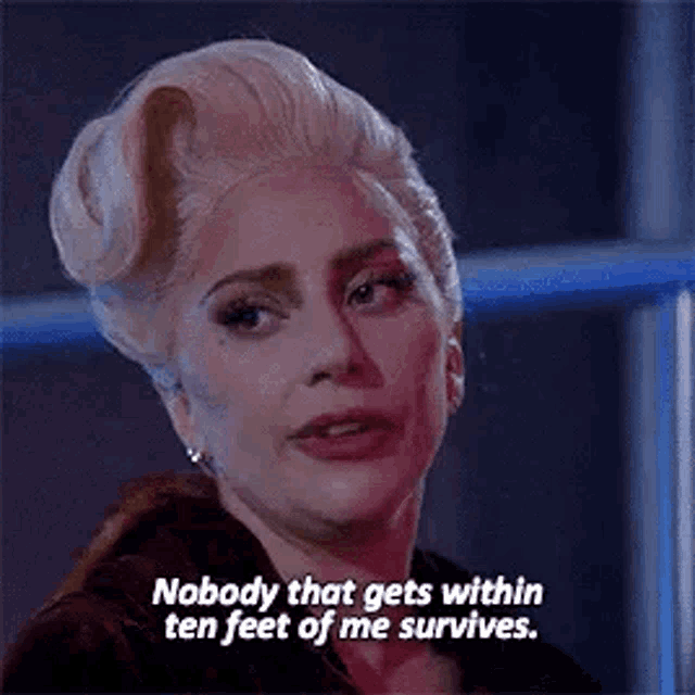 a woman is crying and says `` nobody that gets within ten feet of me survives '' .