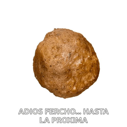 a brown ball with the words adios fercho hasta la proxima written below it