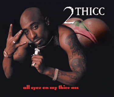 a poster for 2 thicc shows a man with tattoos