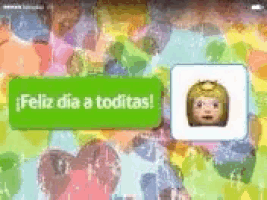 a text message that says feliz dia a toditas on a colorful background