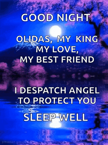 a poster that says good night olidas my king my love my best friend and i dispatch angel to protect you sleep well