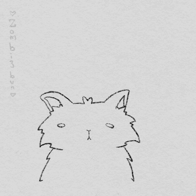 a black and white drawing of a rabbit and a wolf with the year 2012 on the bottom right