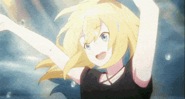 a girl with blonde hair and blue eyes is wearing a black tank top