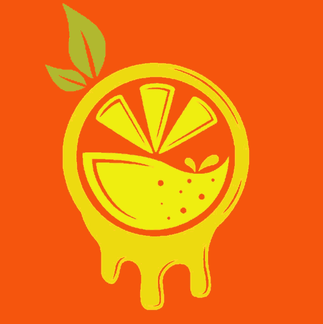 a slice of lemon with a green leaf on it