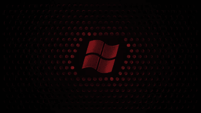 a red windows logo on a black background with circles