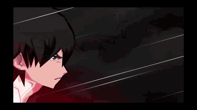 a cartoon character with black hair and white ribbons around his body