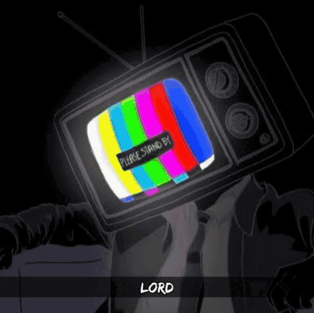 a drawing of a man with a tv head and the words lord have mercy i 'm bout