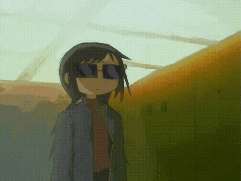a cartoon of a girl wearing sunglasses and a hood