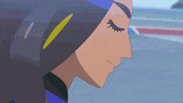 a close up of a cartoon character 's face with her eyes closed