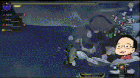 a cartoon of a man with glasses is playing a game
