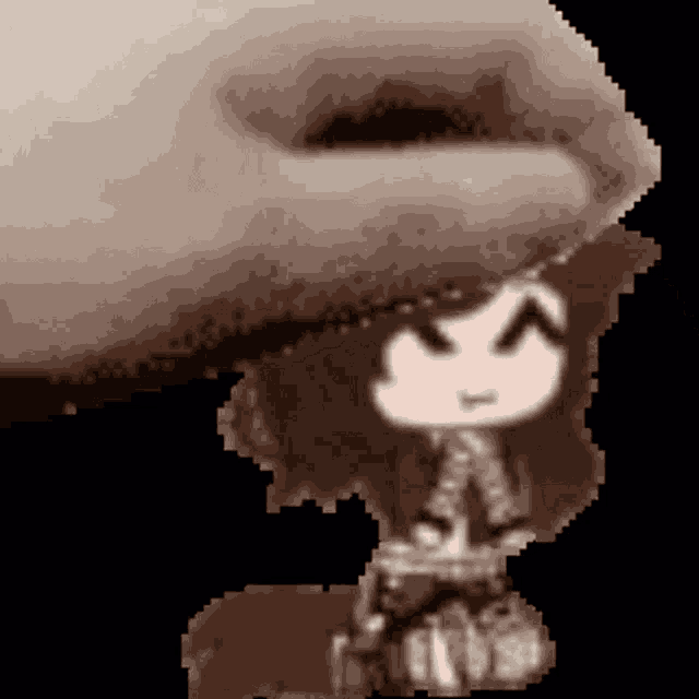 a pixel art of a person holding a doll