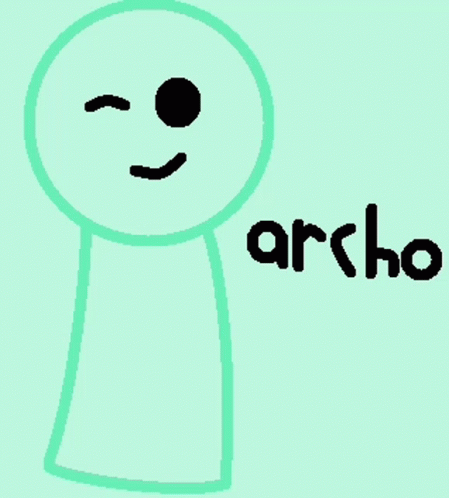 a drawing of a circle with a face and the word archo underneath it