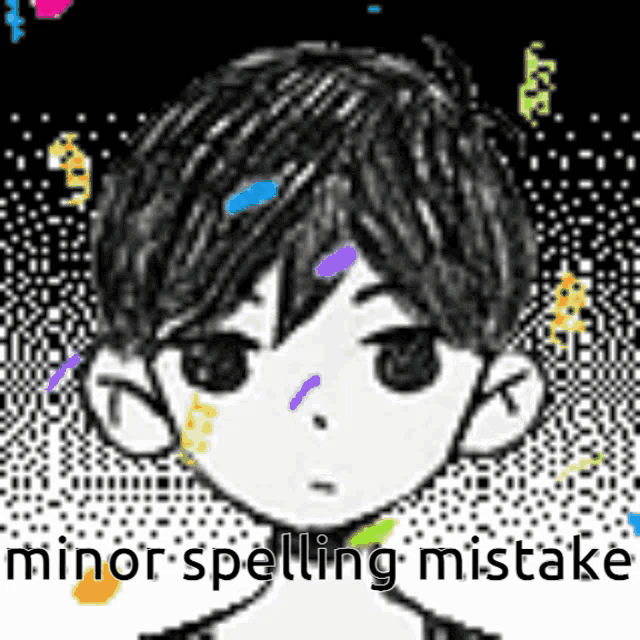 a black and white drawing of a boy with the words minor spelling mistake on the bottom
