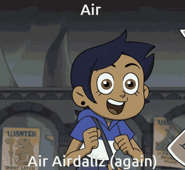 a cartoon character with the words air airdaliz ( again ) below her
