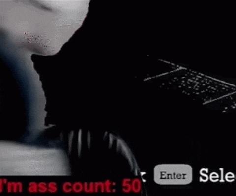 a black and white photo with the words i 'm ass count 50 in red