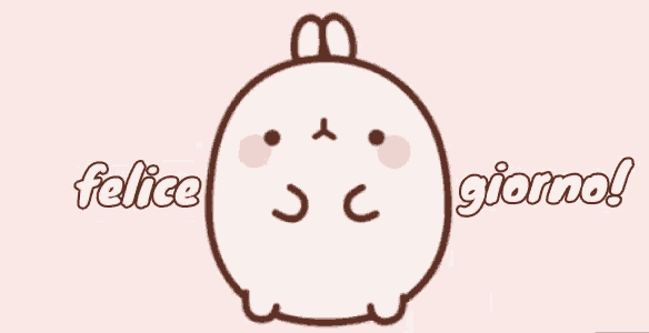 a drawing of a bunny with the words felice giorno on it