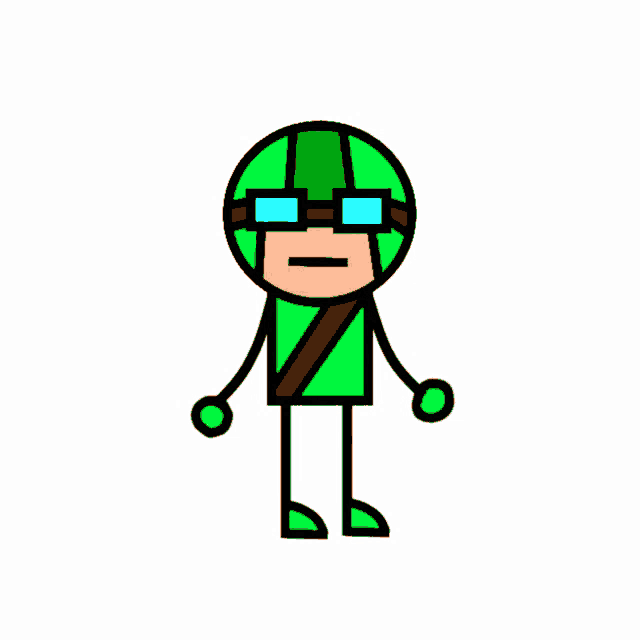 a stick figure with a helmet and goggles on