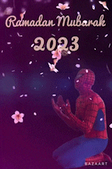 a picture of a spiderman kneeling down with flowers falling around him
