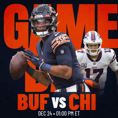 a poster for a football game between the bears and bills