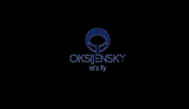 a logo for oksjensky let 's fly is displayed on a black background