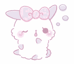 a cartoon rabbit with a pink bow on its head is sleeping .