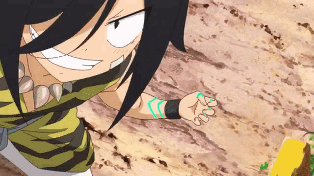 a cartoon character with a green stripe on her arm