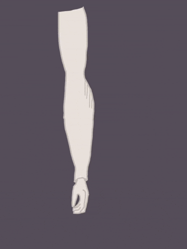 a drawing of a leg with a hand coming out of it on a purple background