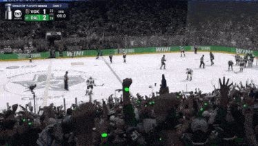 a hockey game is being played between the dallas stars and vgk