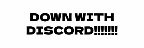 a black and white logo that says `` down with discord '' on a white background .