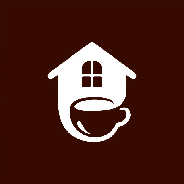 a house with a window and a cup of coffee inside of it