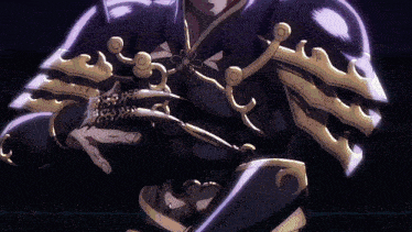 a close up of a person wearing armor with a crown on their chest