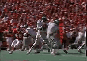 a football game is being played in front of a large crowd
