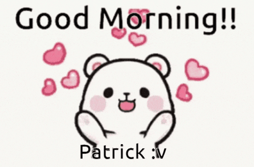 a cartoon of a teddy bear with hearts around it and the words `` good morning ! ''