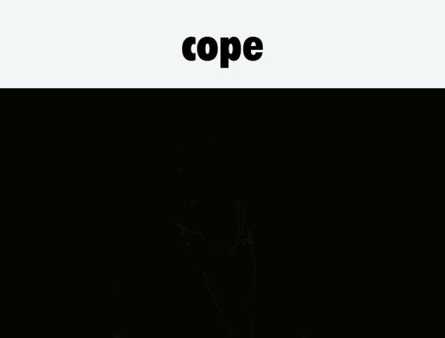 a man wearing a cowboy hat and a brown jacket with the word cope on the bottom