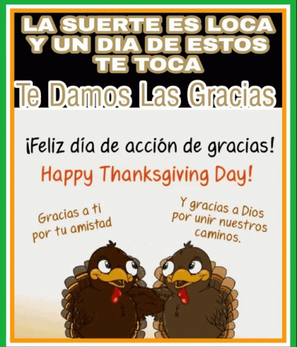 Gracias La Suerte Es Loca GIF - Gracias La Suerte Es Loca Happy Thanksgiving GIFs
