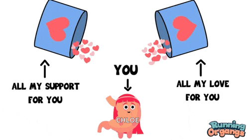 a cartoon of a girl surrounded by hearts that says chloe