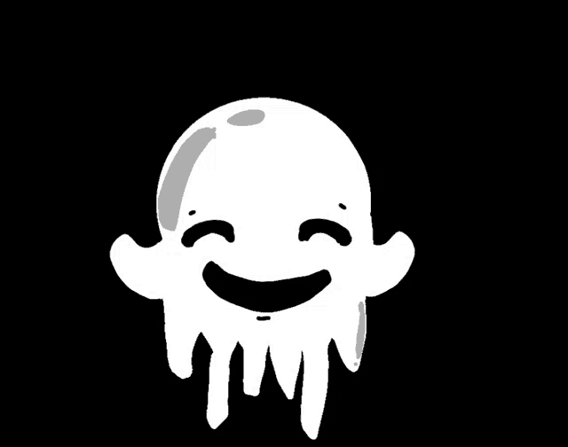a cartoon drawing of a ghost with a smiley face