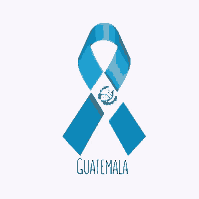 a blue and white ribbon with the flag of guatemala