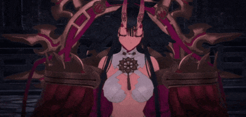 a girl with horns is sitting on a chair