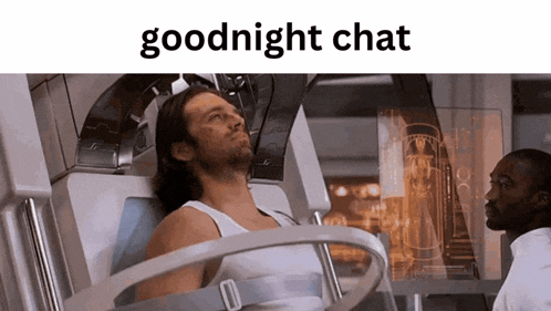 a man is laying in a cage with the words goodnight chat above him