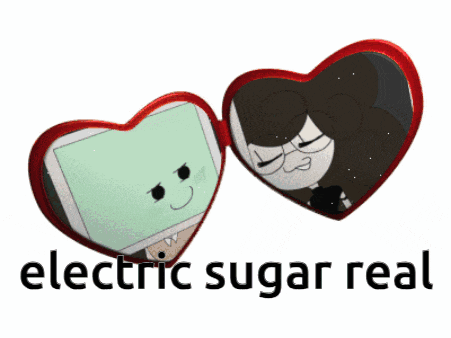 a picture of two hearts with the words electric sugar real