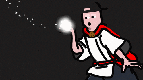 a cartoon drawing of a man with a cookie on his collar
