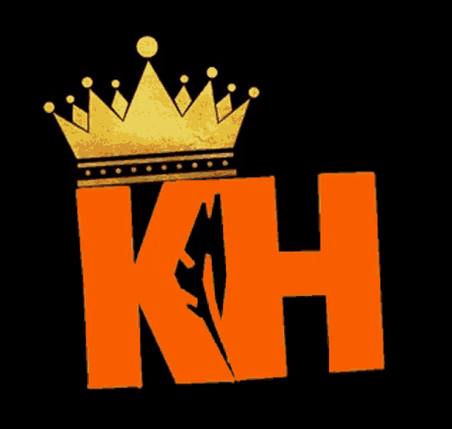 the letter kh with a gold crown on top of it