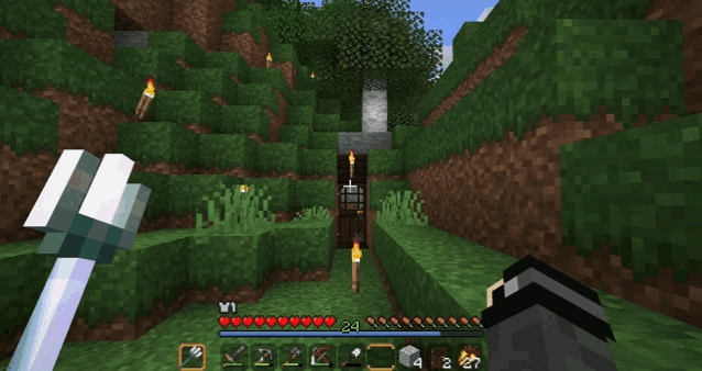 a screenshot of a minecraft game with the number 24 on the bottom left