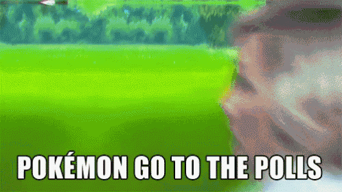 a green background with the words pokemon go to the polls in white letters