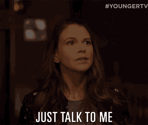 a woman says " just talk to me " in a youngertv ad