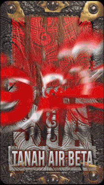tanah air beta is written on a red and silver background