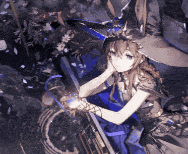 a girl wearing a witch hat is holding a clock in her hand