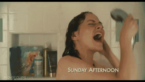 a woman taking a shower on sunday afternoon is screaming